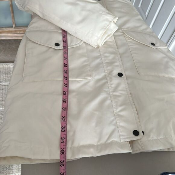 RALPH LAUREN Womens Parka Jacket Faux Fur Trim Hood Button&Zip Off White Size L - Picture 8 of 16